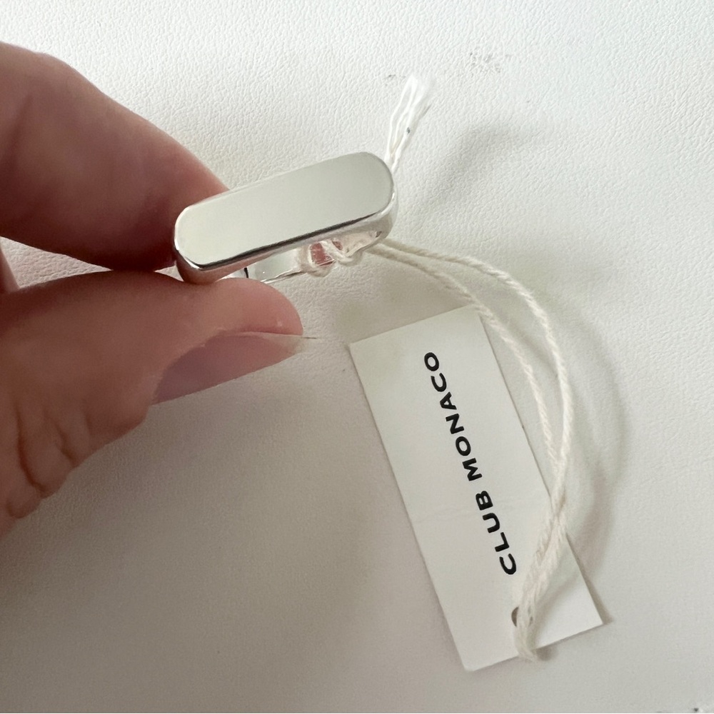 Club Monaco silver tone flat signet ring size 7
